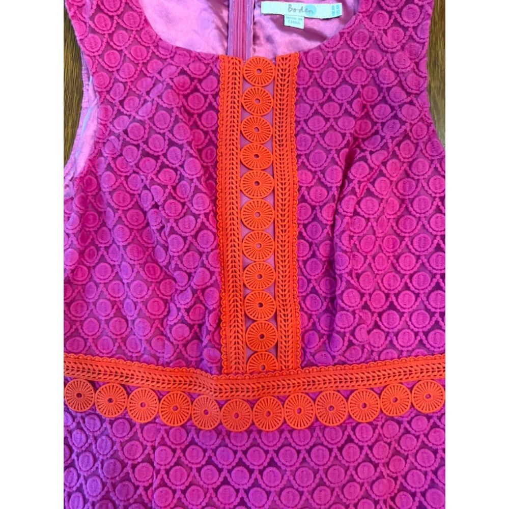 Boden Lydia Lace Crochet Sheath Dress Pink Orange Sleeveless Size US 4 UK 8 - Picture 8 of 10
